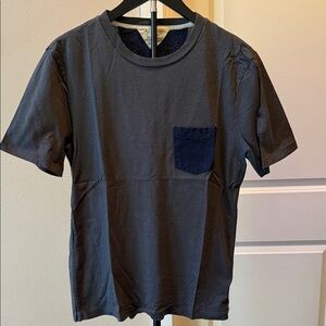 Rag & Bone Charcoal Grey Short Sleeve Tee with Pocket. Details on pocket & shirt